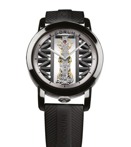 Review Copy Corum Golden Bridge 43 Titanium DLC Watch B113/03832 - 113.959.95/F371 GG29G